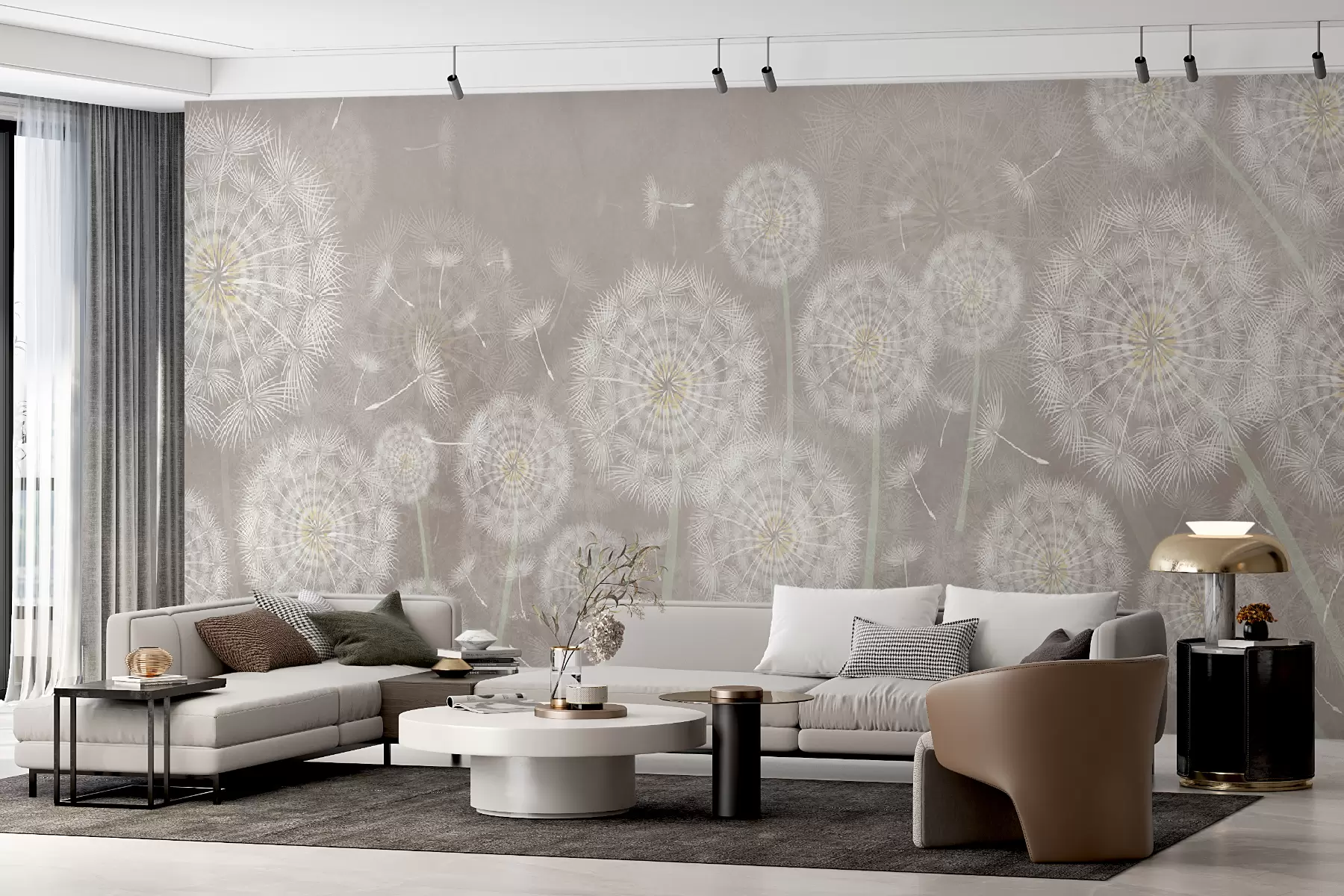 wall murals Dandelions on textured background u95374