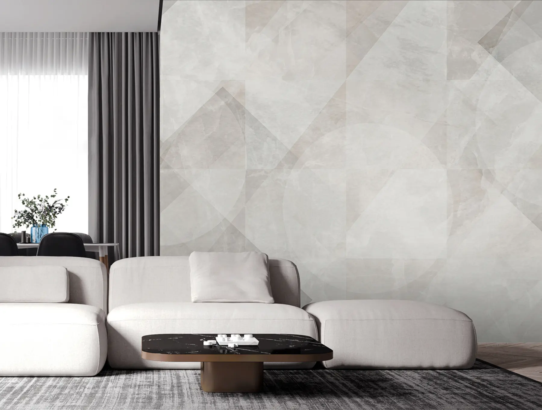 wall murals Geometric abstraction on a marble background in pastel colors u97269