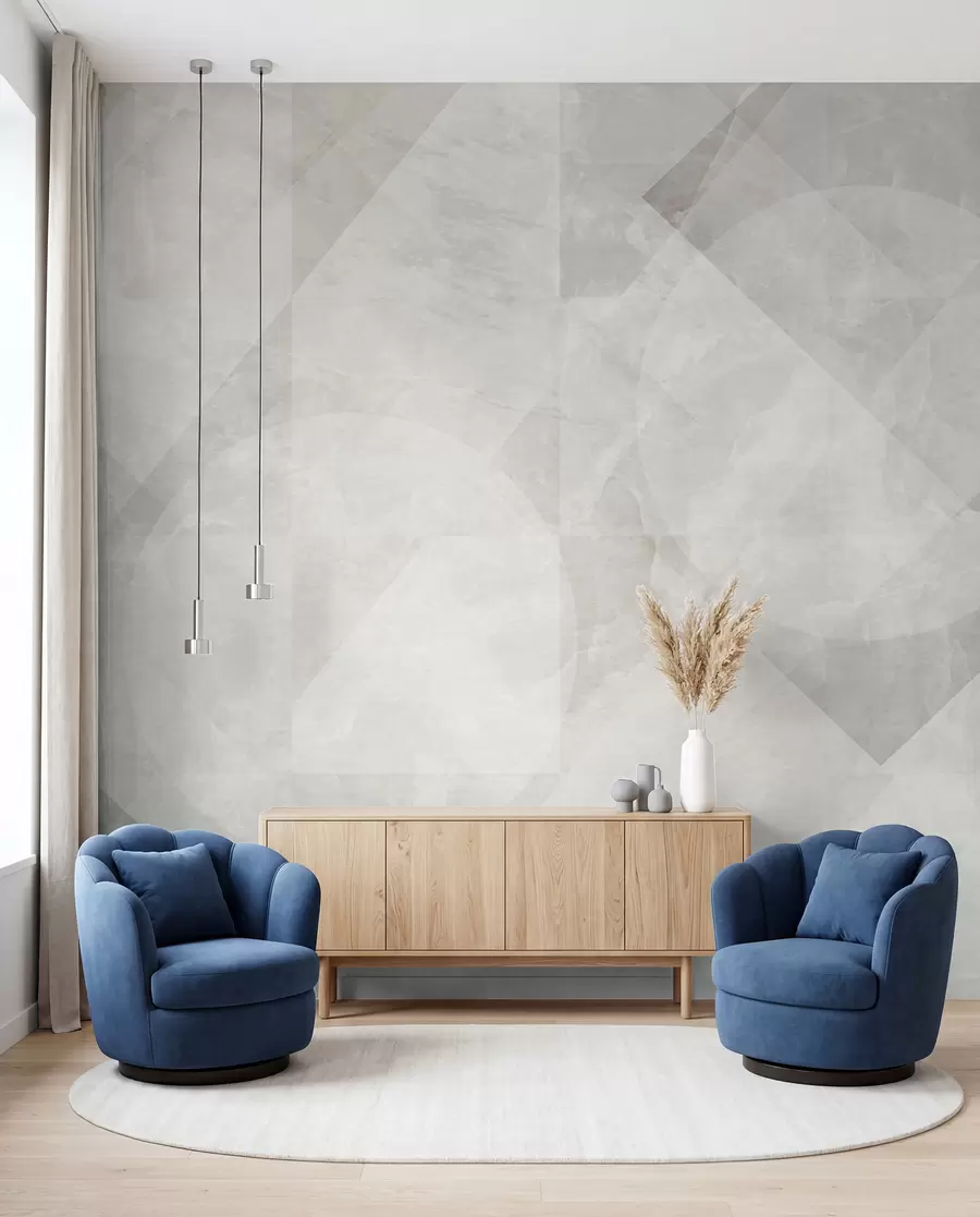 wall murals Geometric abstraction on a marble background in pastel colors u97269