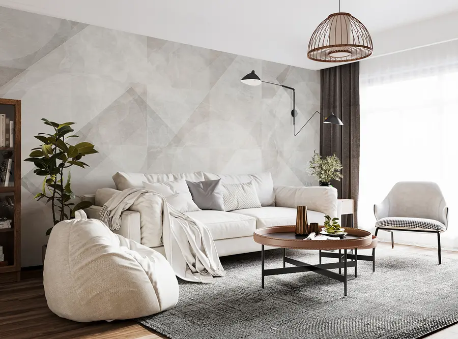 wall murals Geometric abstraction on a marble background in pastel colors u97269