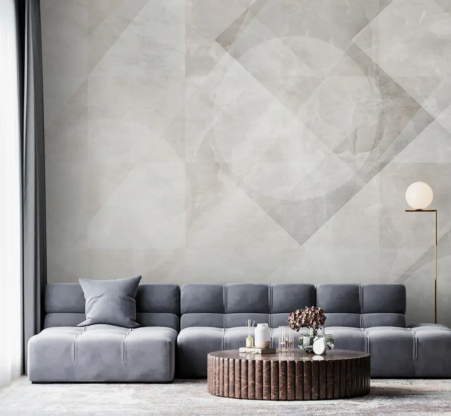 wall murals Geometric abstraction on a marble background in pastel colors u97269