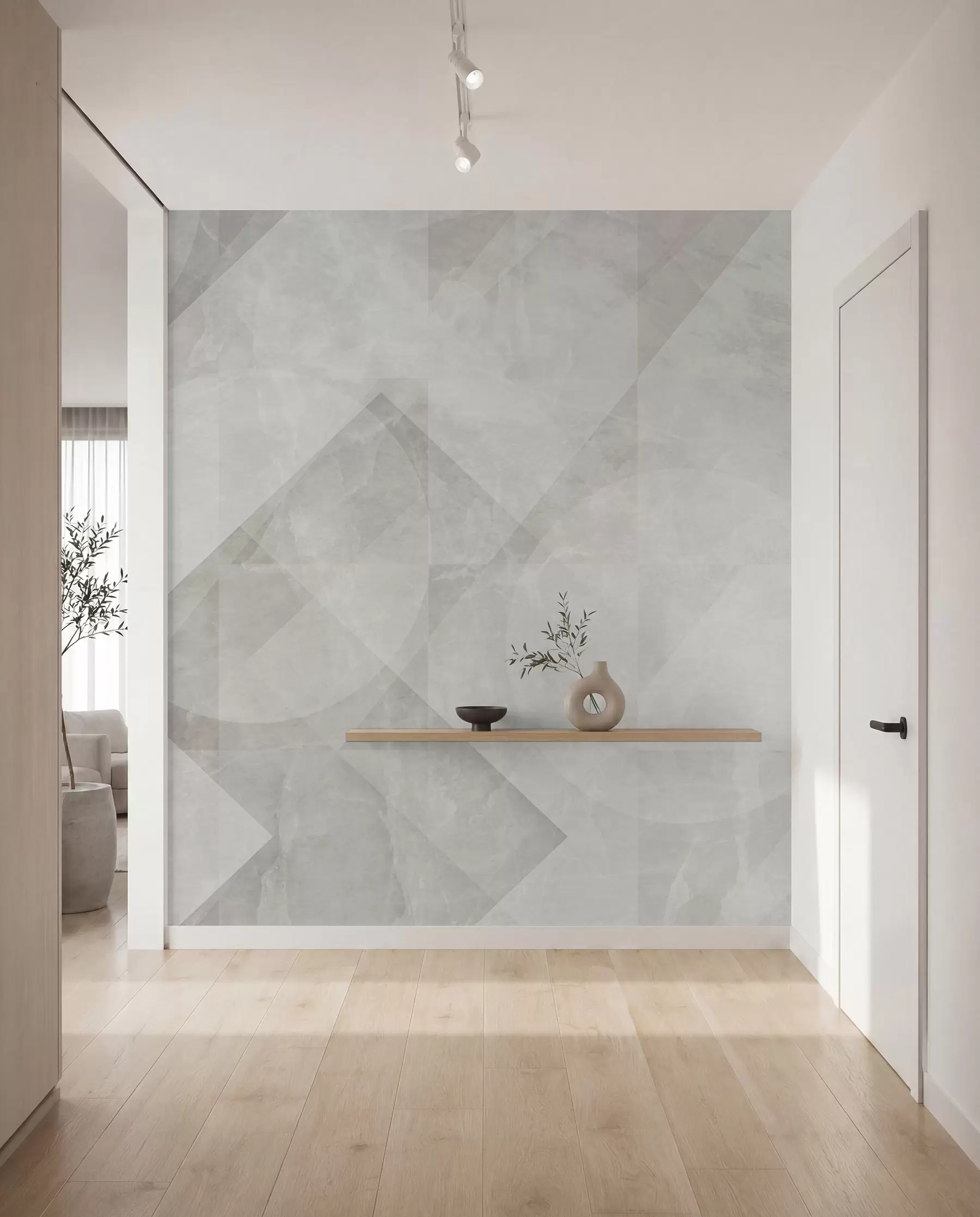 wall murals Geometric abstraction on a marble background in pastel colors u97269