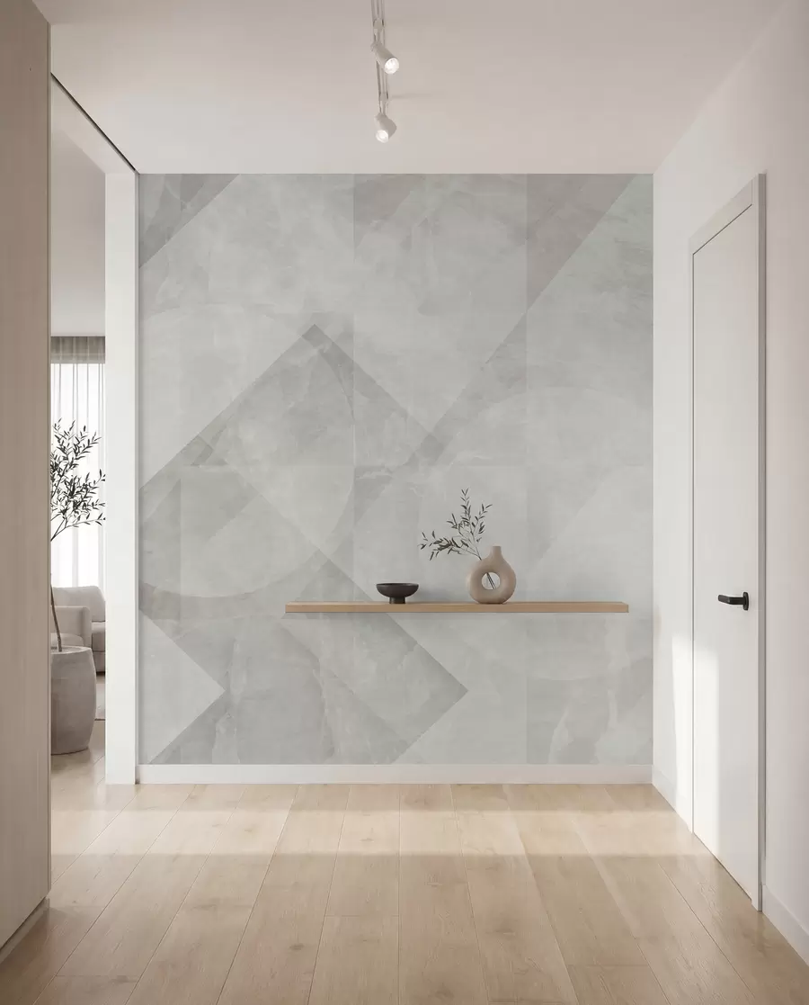 wall murals Geometric abstraction on a marble background in pastel colors u97269