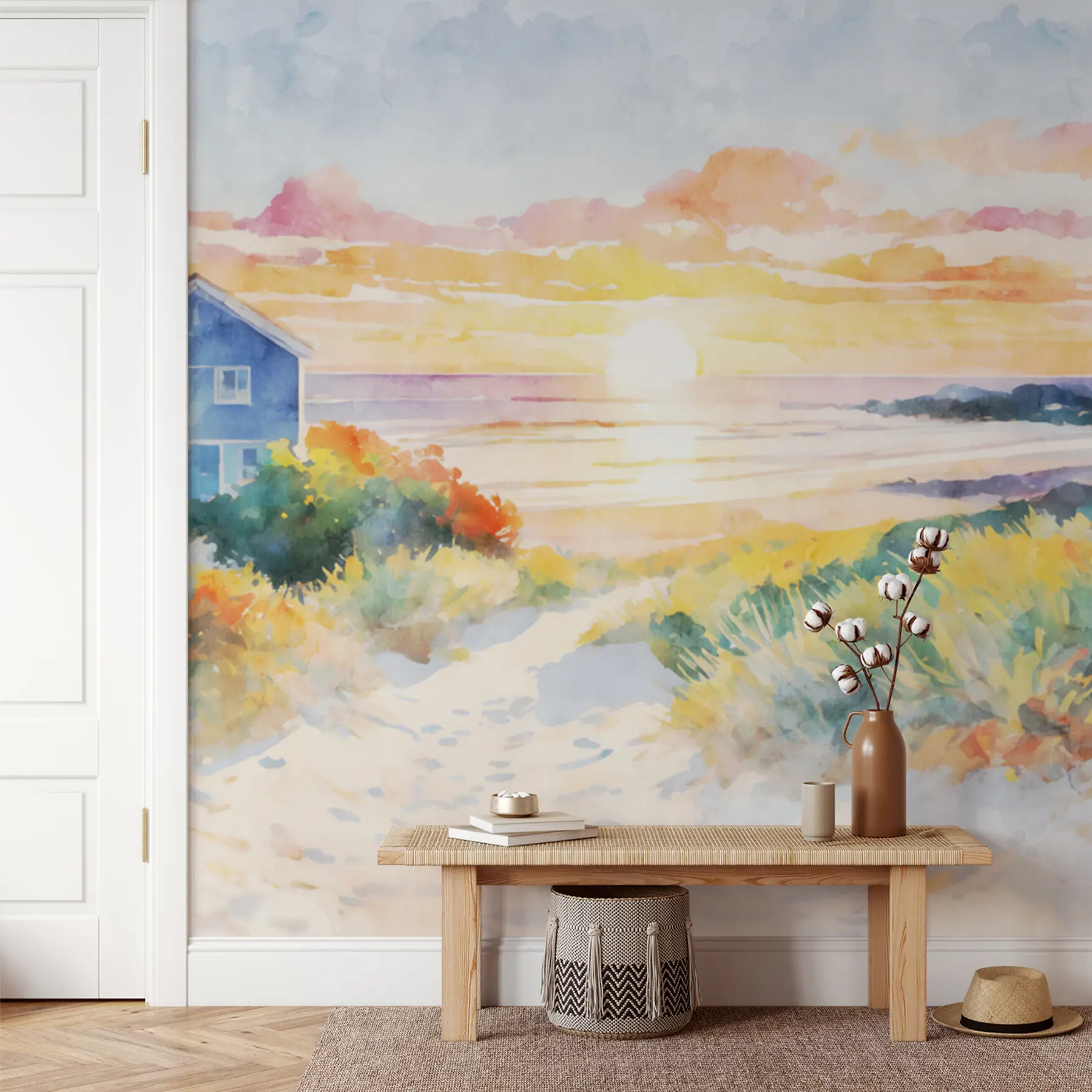 wall murals Beach house in watercolor u97316
