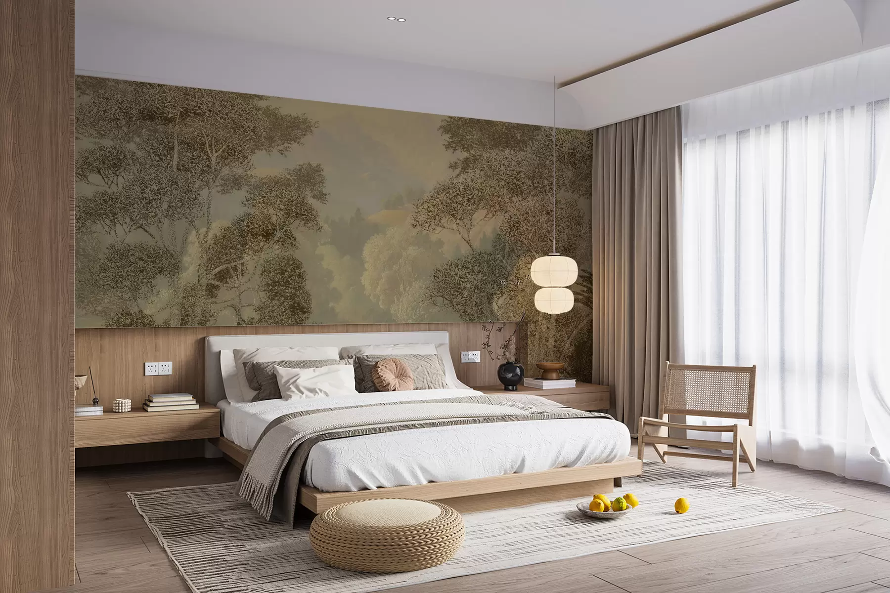 wall murals Tropical forest in brown tones u97403