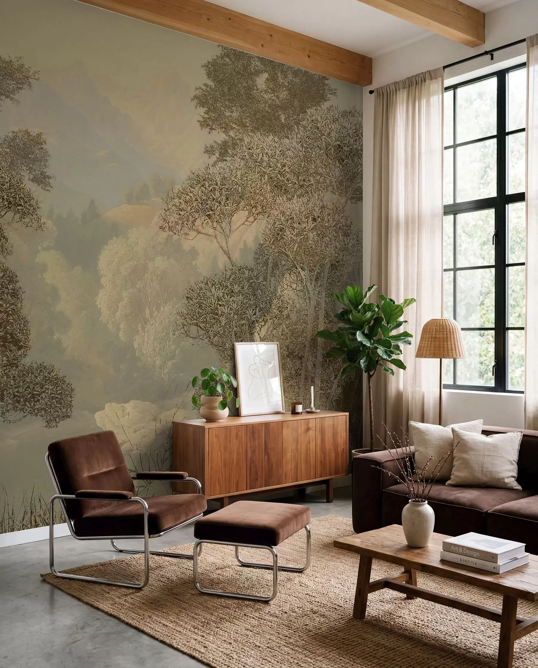 wall murals Tropical forest in brown tones u97403