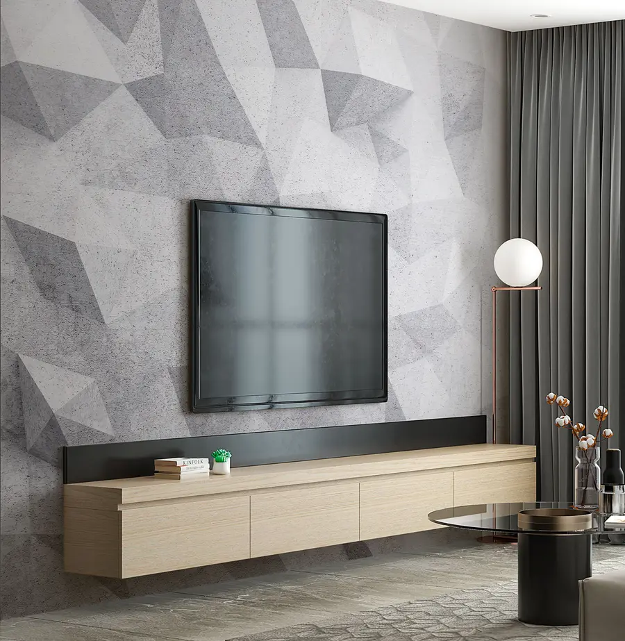 wall murals Abstract 3D polygons grunge loft u97336