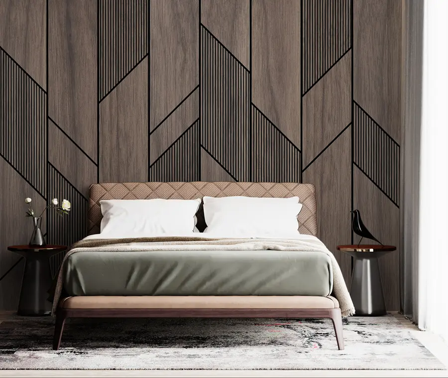 wall murals Geometric panels with wood texture u97427