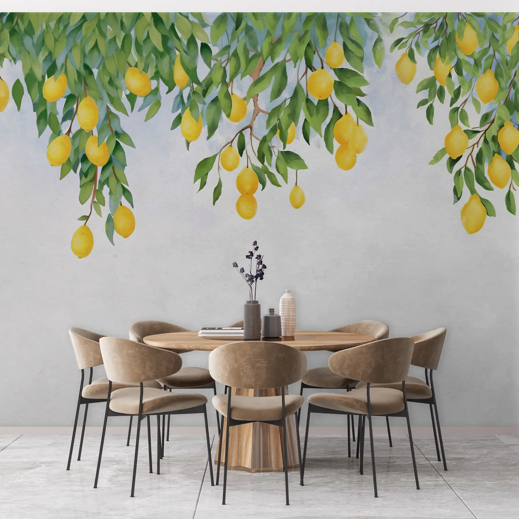 wall murals Watercolor branches of lemons u97593