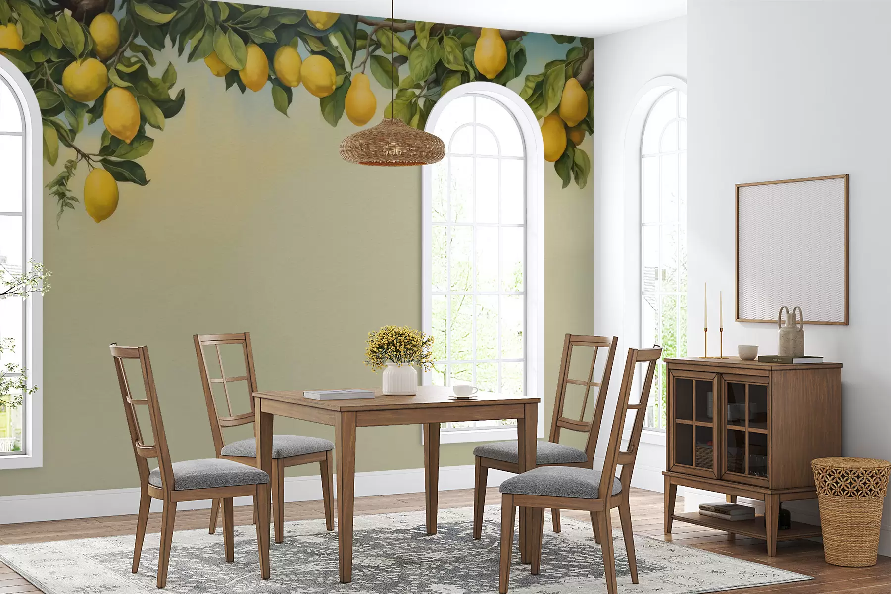 wall murals Watercolor lemon tree branches u97599