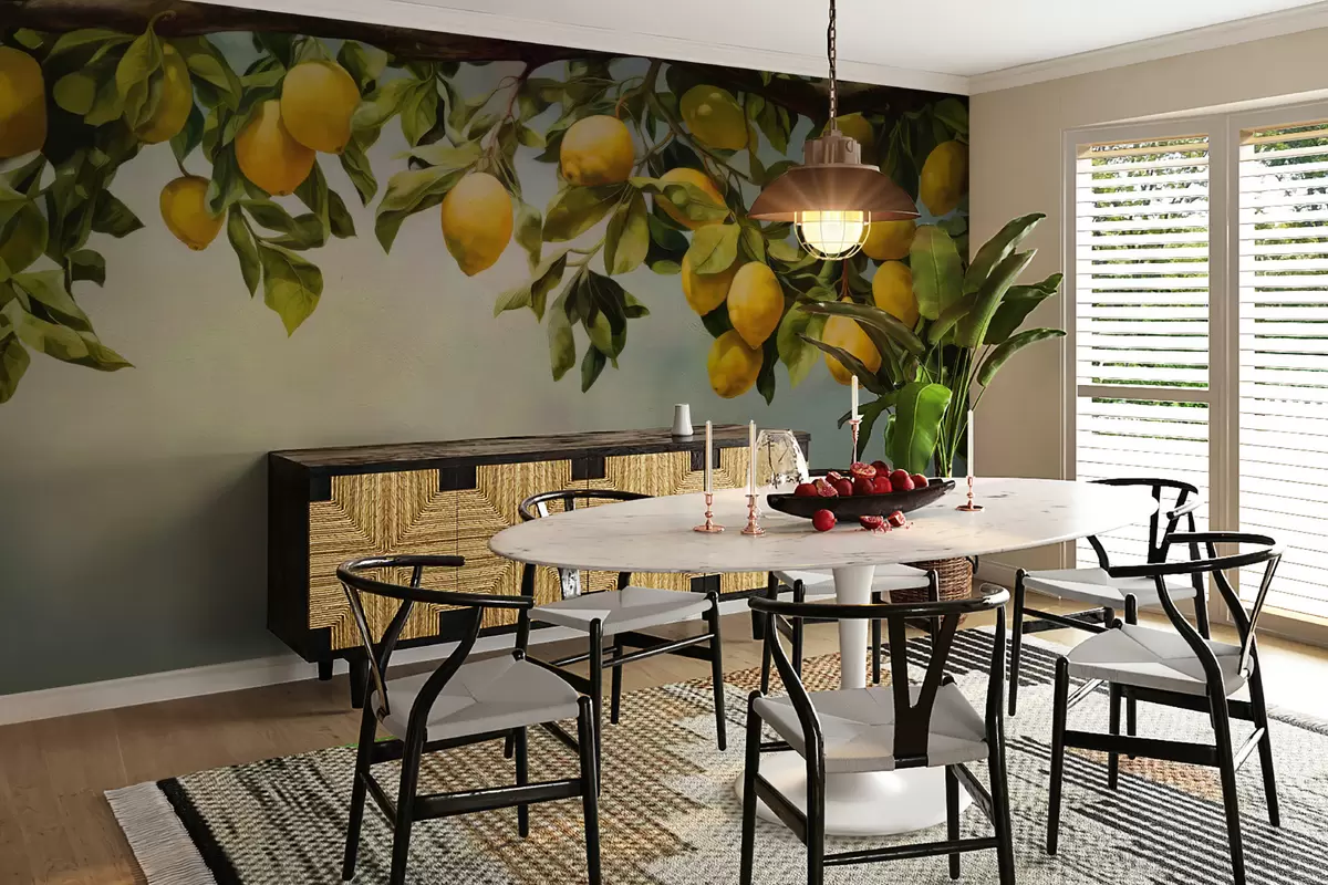 wall murals Vintage lemon tree branches u97600