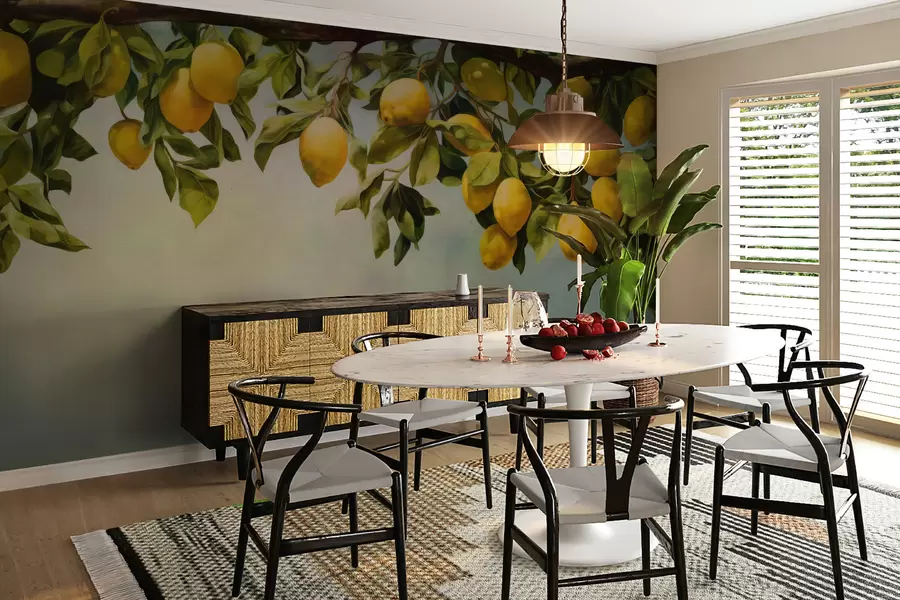 wall murals Vintage lemon tree branches u97600