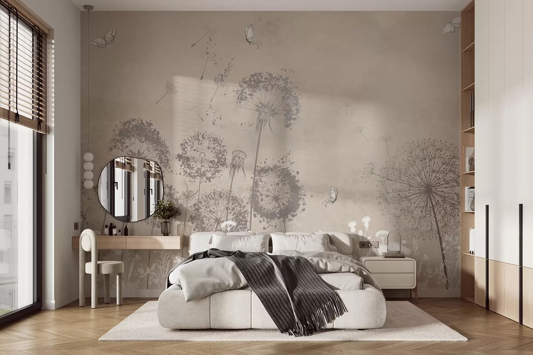 wall murals Watercolor dandelion flowers stylish pattern u97333