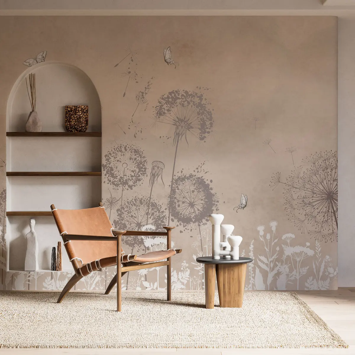 wall murals Watercolor dandelion flowers stylish pattern u97333