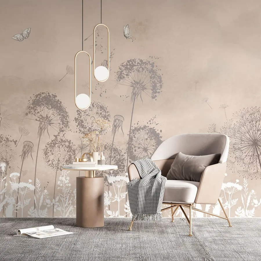 wall murals Watercolor dandelion flowers stylish pattern u97333