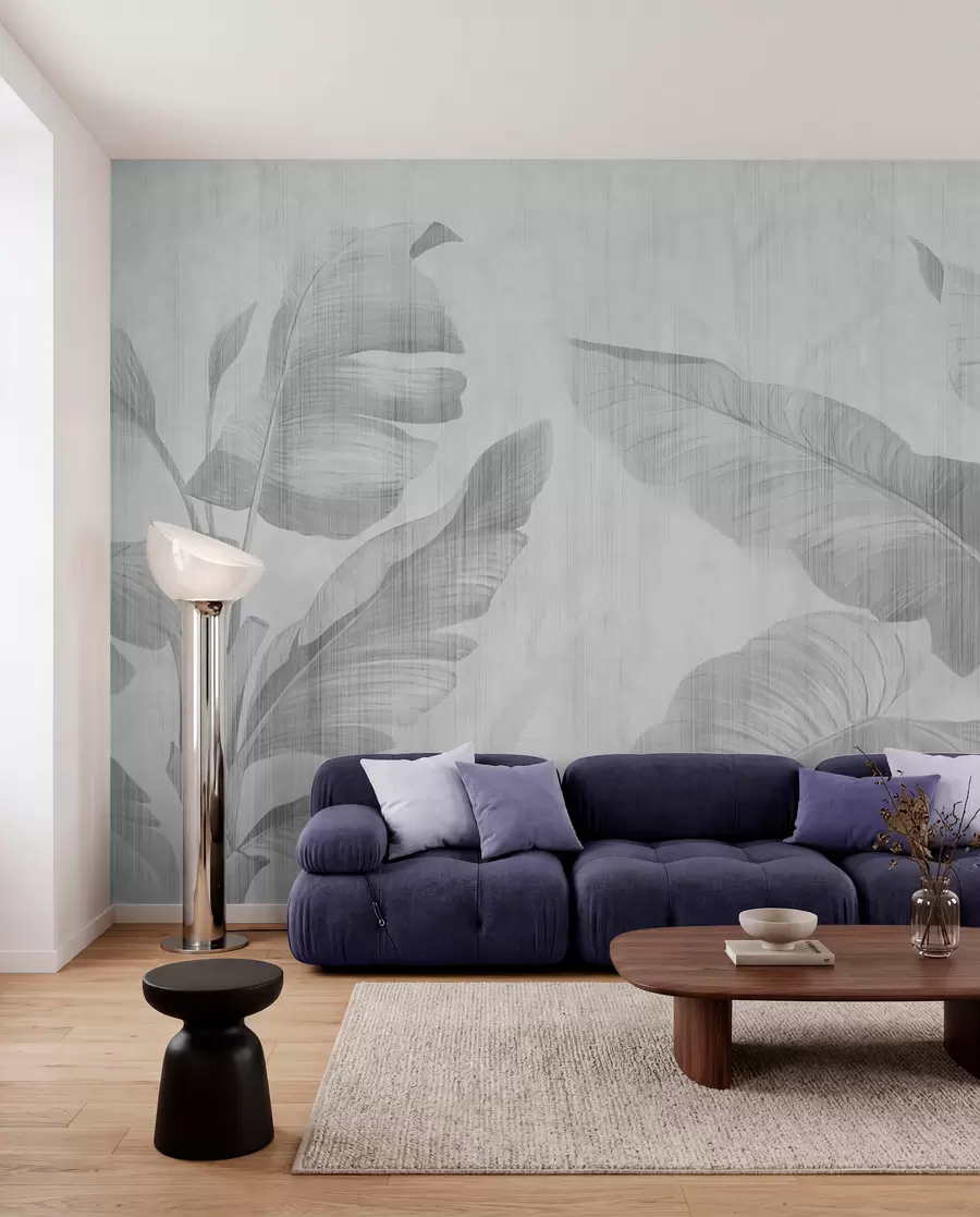 wall murals Tropical grunge leaves in gray u00299v3