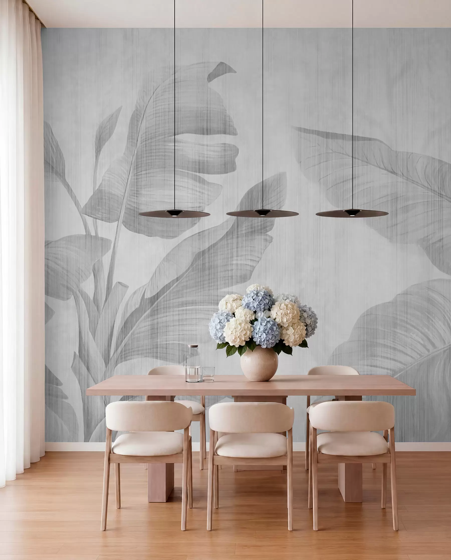 wall murals Tropical grunge leaves in gray u00299v3