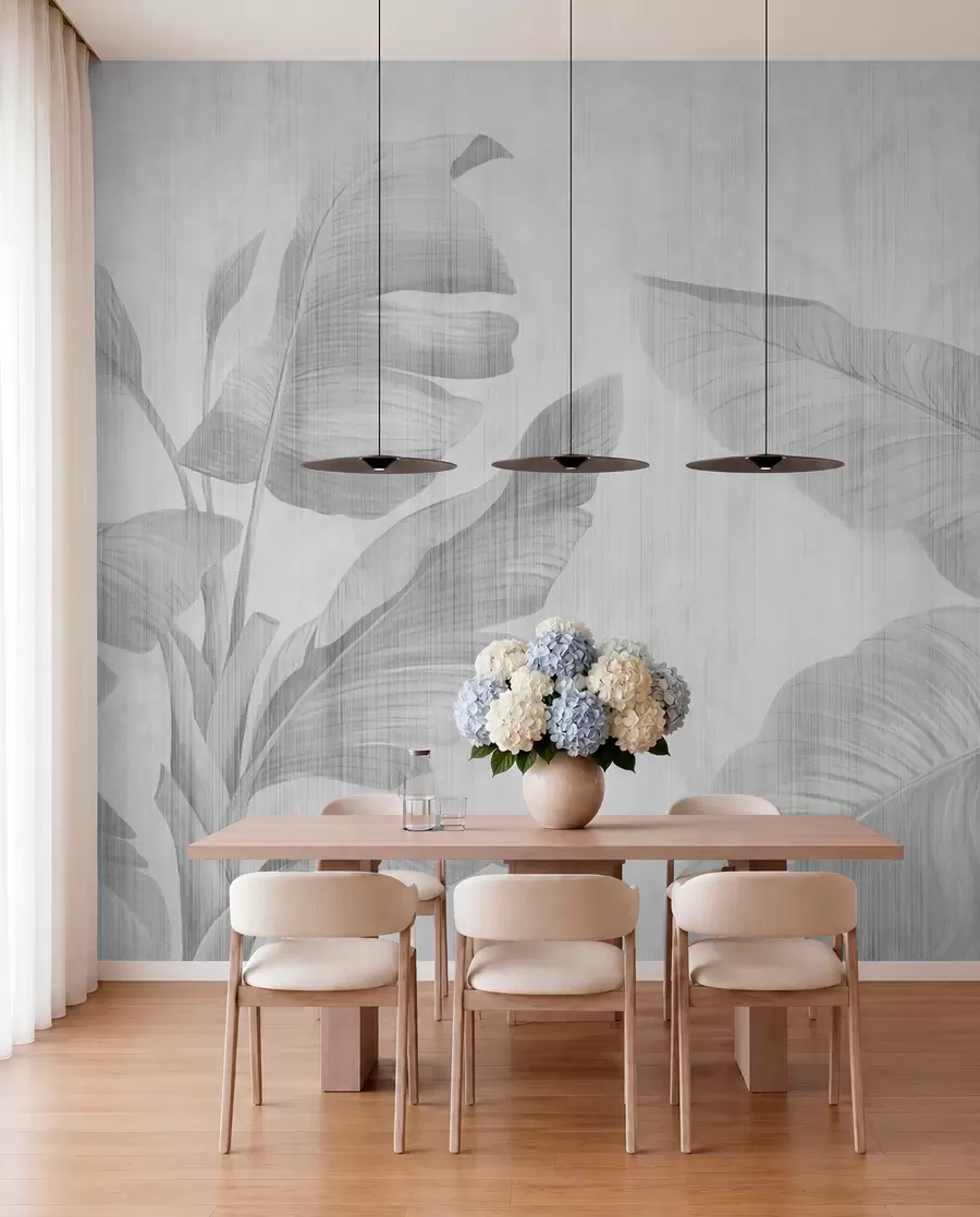 wall murals Tropical grunge leaves in gray u00299v3