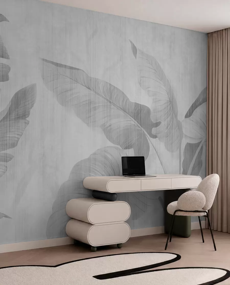 wall murals Tropical grunge leaves in gray u00299v3