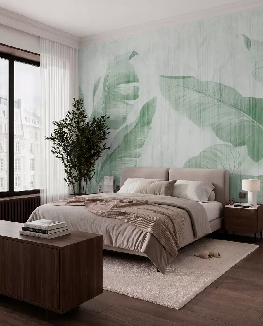 wall murals Mint Banana Leaf Shadows u00299v4