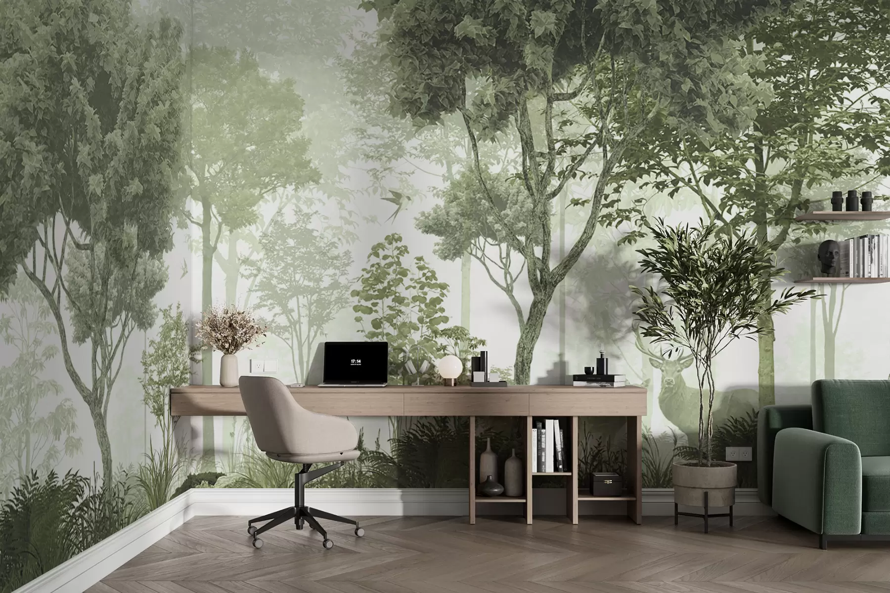 wall murals Magic forest in green u72134v2