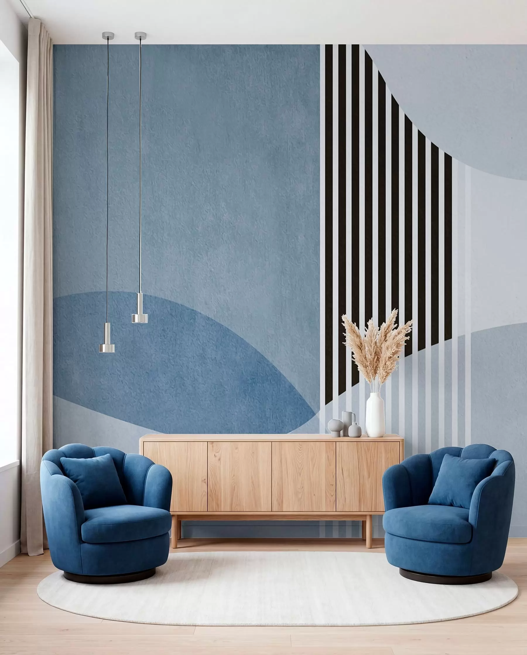 wall murals Abstract retro style in blue u74075v1