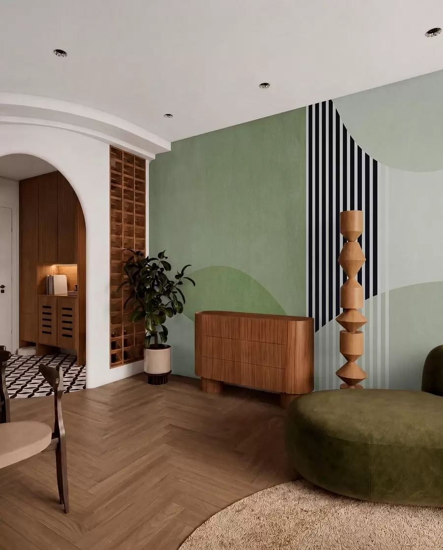 wall murals Abstract retro style in green color u74075v3