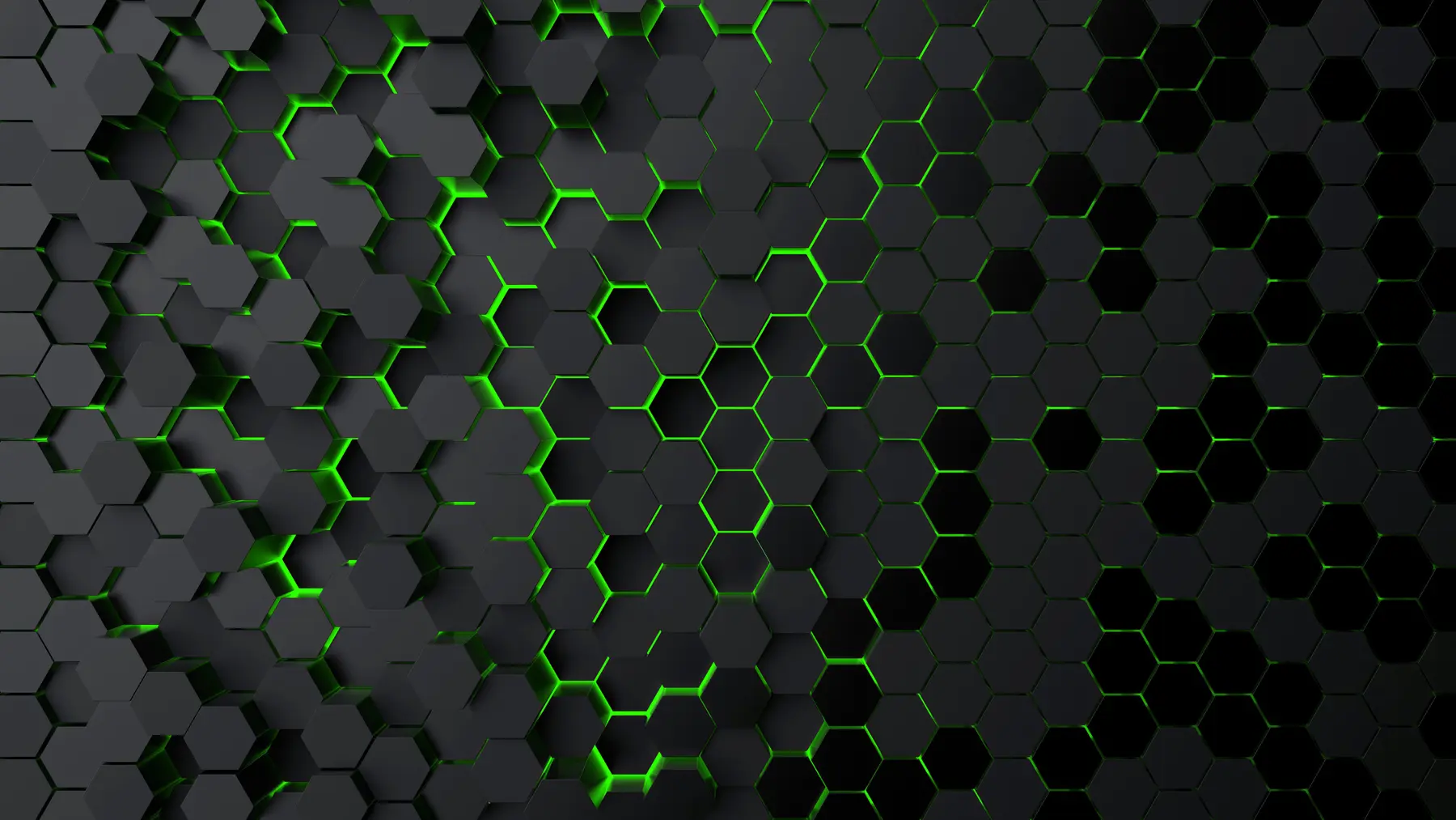 wall murals Black hexagons and green glow u93618v1