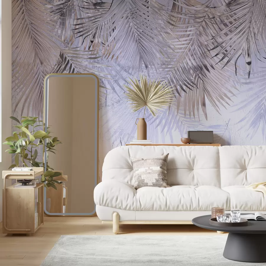 wall murals Purple tropical leaves in grunge style u93843v1