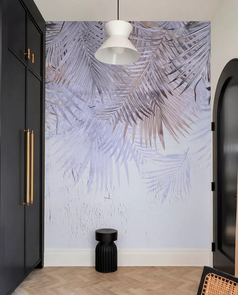 wall murals Purple tropical leaves in grunge style u93843v1