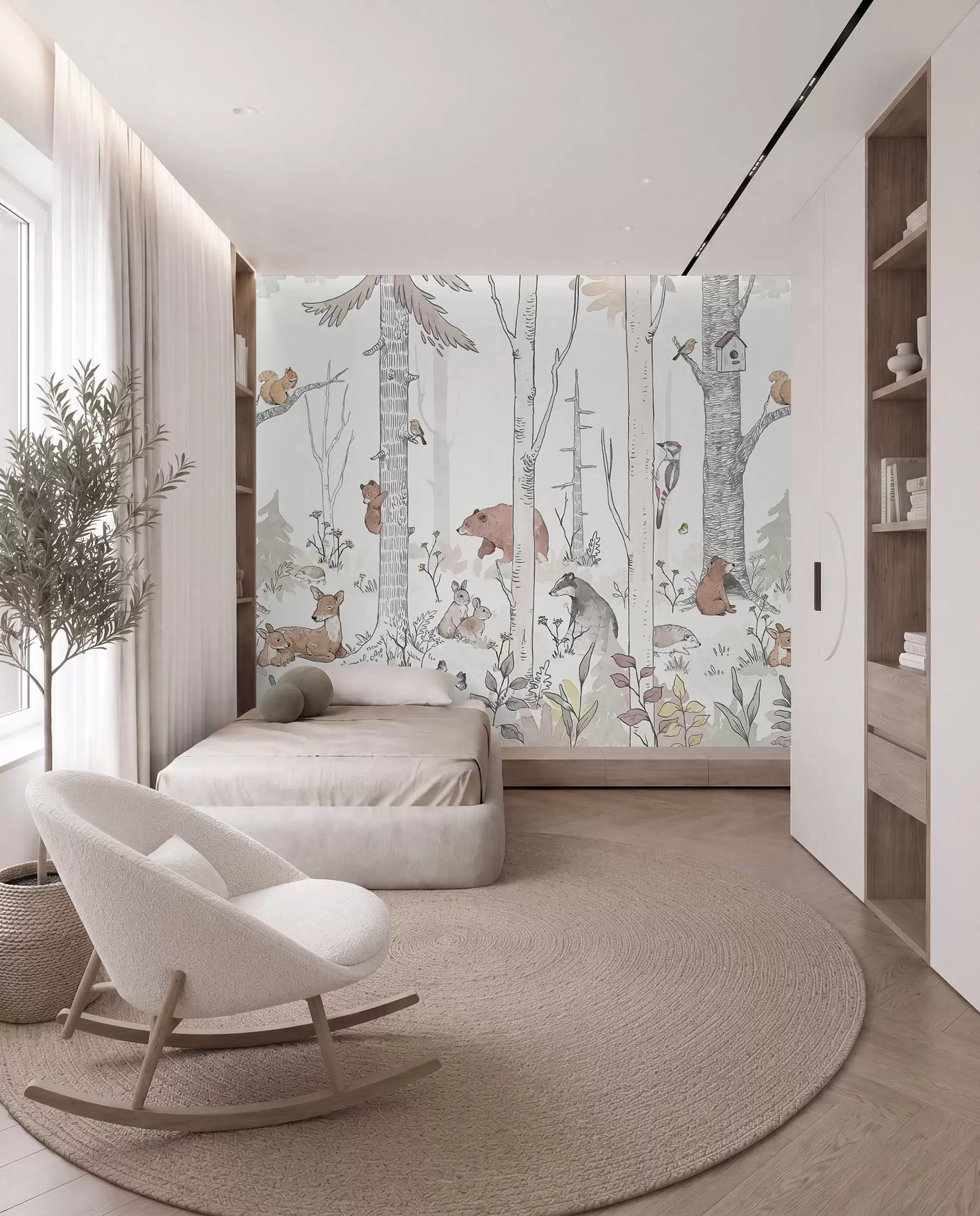 wall murals Friends in the Birch Wood u96850