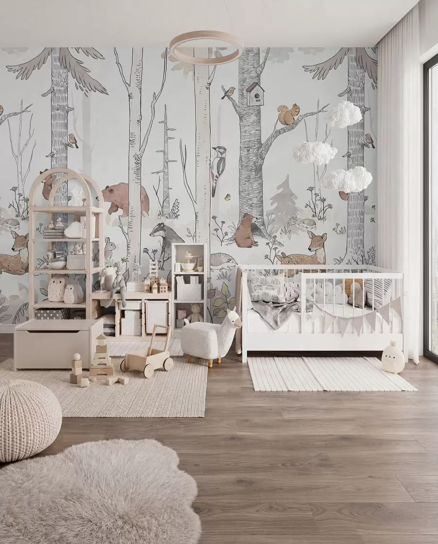 wall murals Friends in the Birch Wood u96850