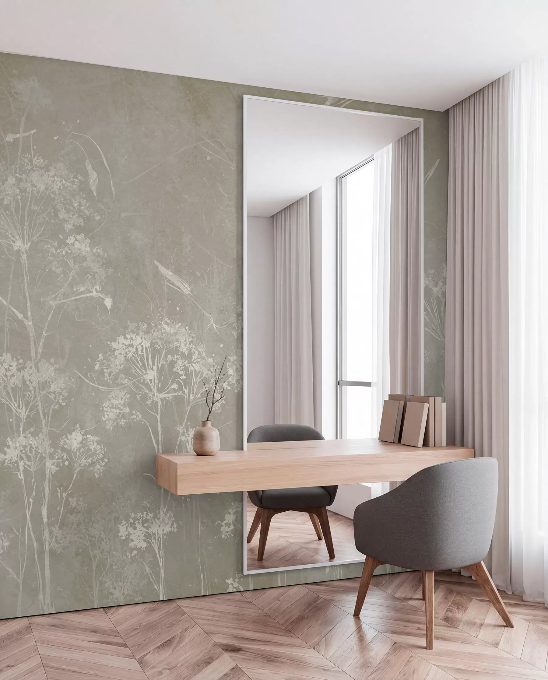 wall murals Meadow on Weathered Grey u96551v2