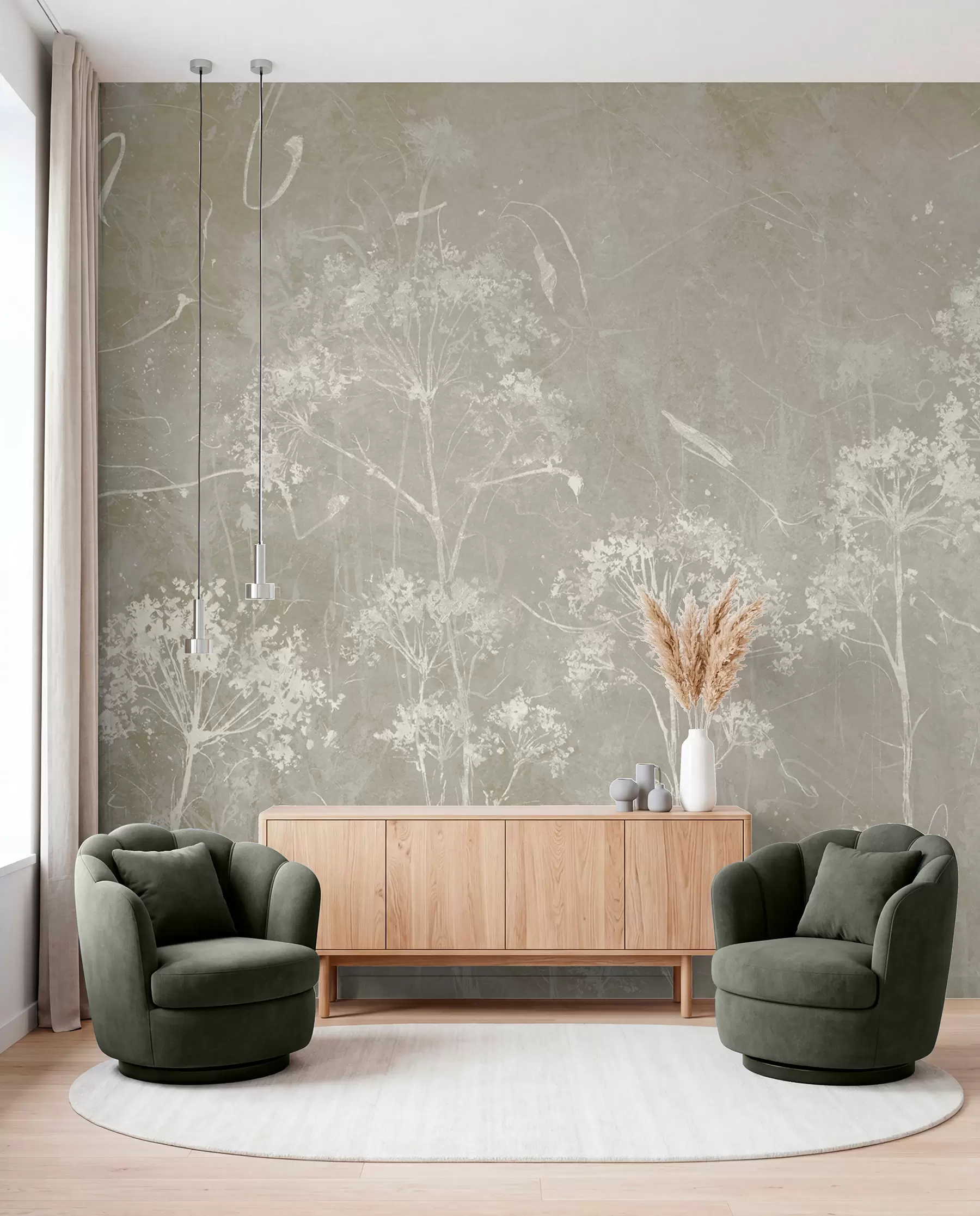 wall murals Meadow on Weathered Grey u96551v2