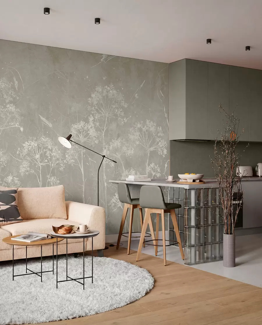 wall murals Wildflowers in the grunge style u96551v2