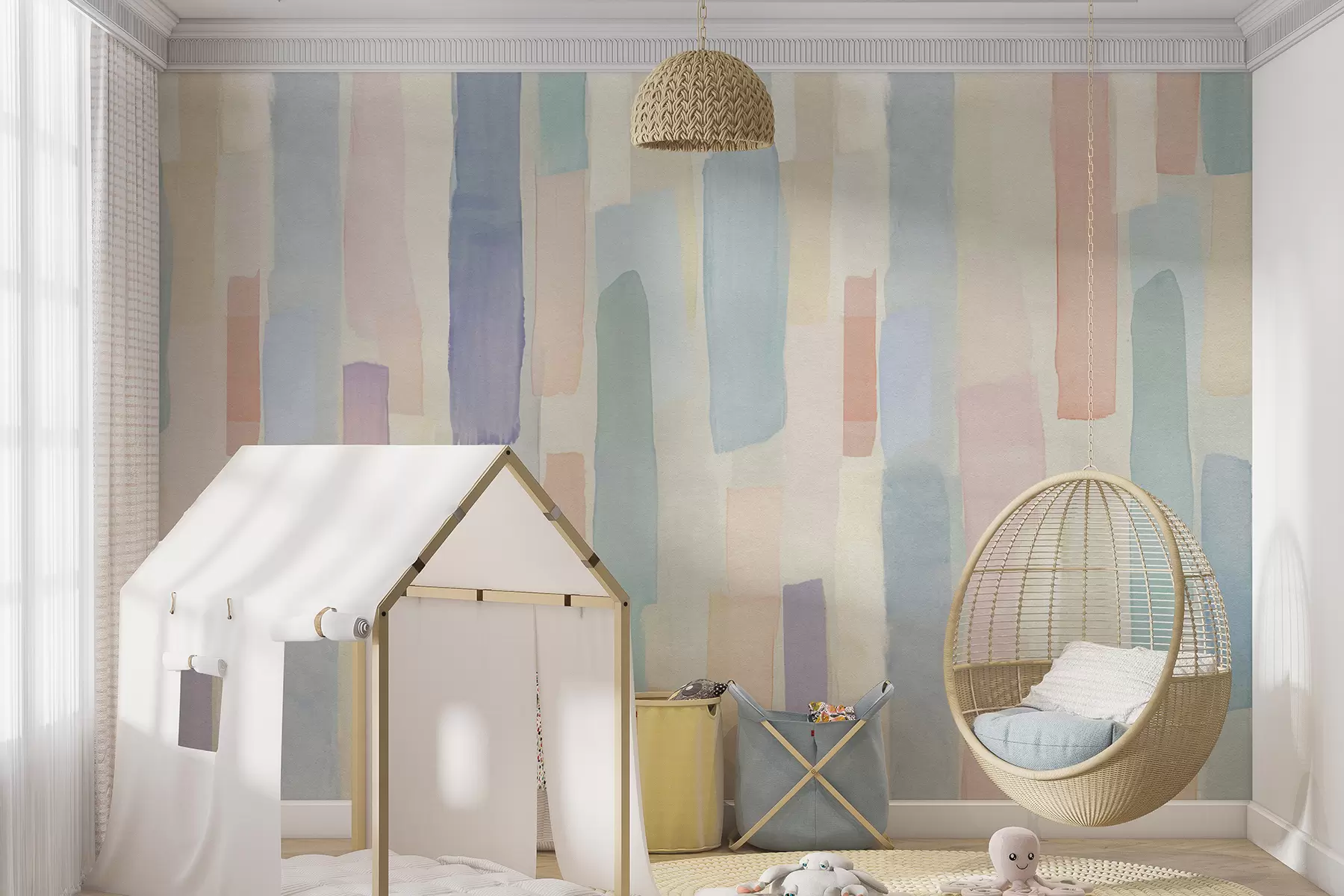 wall murals Vertical rainbow stripes u97869