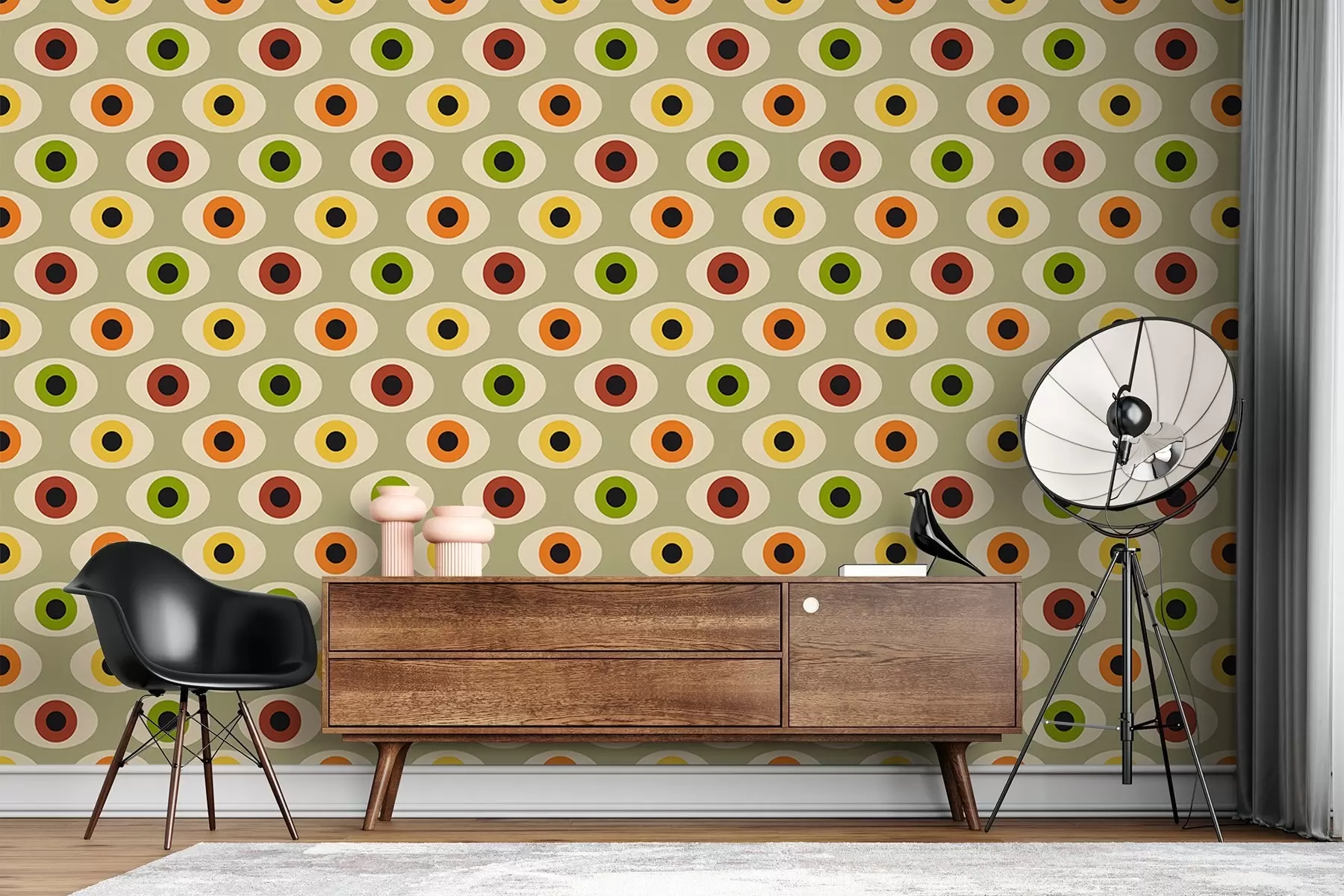 wall murals Retro style eyes in green colors u51618v2