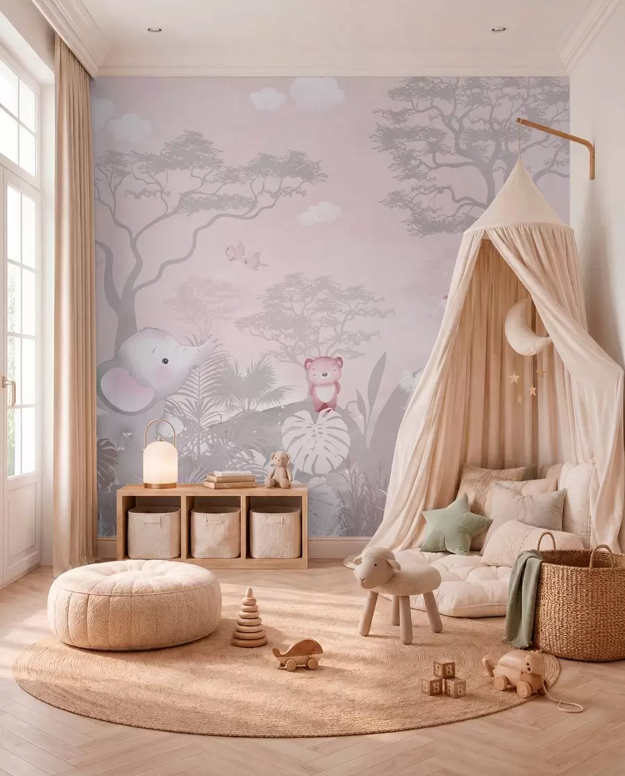 wall murals Little Safari in Dusty Rose u73878v3