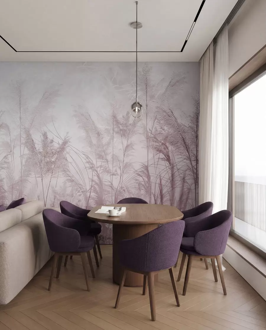 wall murals Pastel Meadow — Mauve u93903v2