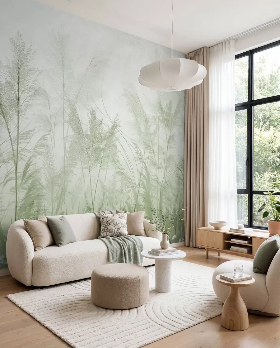 wall murals Pastel Meadow in Sage u93903v3