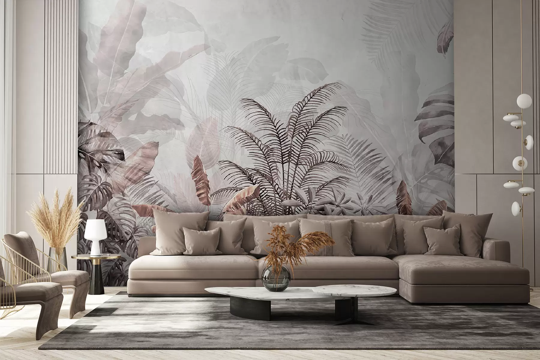 wall murals Palm trees in gray color in gray-brown colors u71284v2