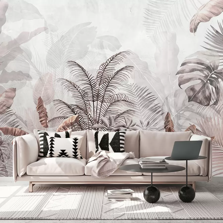 wall murals Palm trees in gray color in gray-brown colors u71284v2