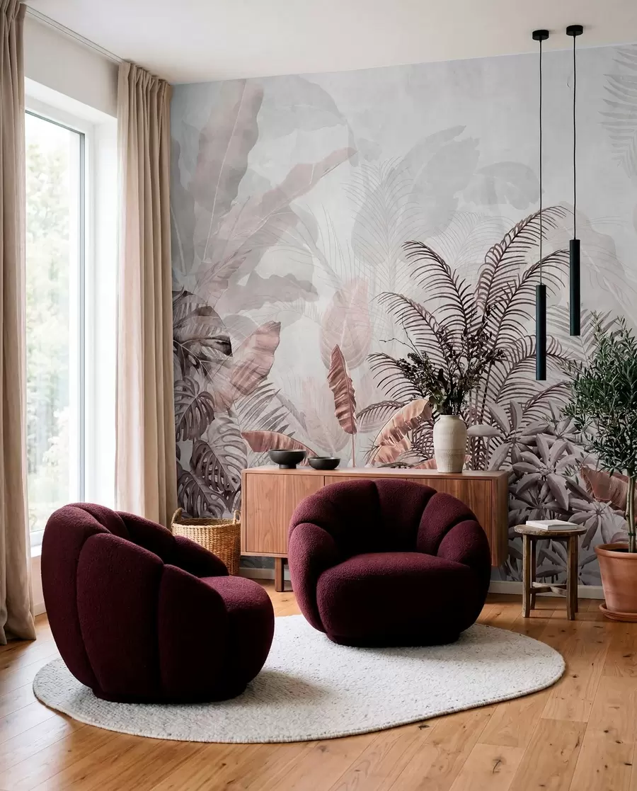 wall murals Palm trees in gray color in gray-brown colors u71284v2