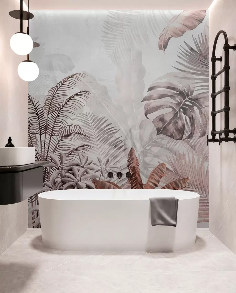 wall murals Palm trees in gray color in gray-brown colors u71284v2