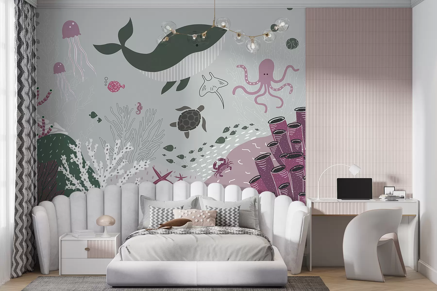 wall murals Underwater world in black and purple colors u93763v2