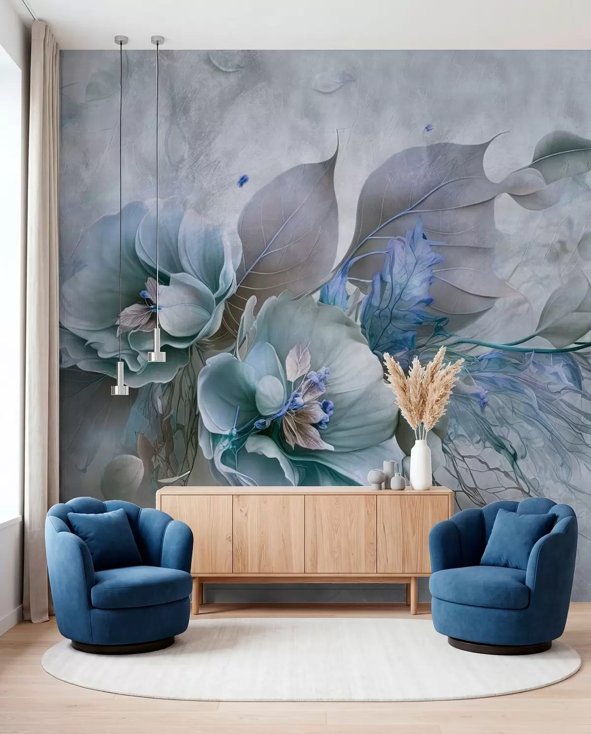 wall murals Chimera flowers in blue colors u93930v1