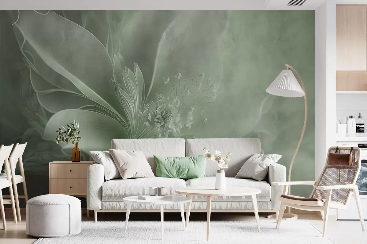 wall murals A very delicate flower in green colors u93944v3