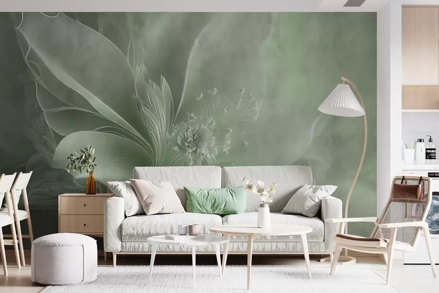 wall murals A very delicate flower in green colors u93944v3