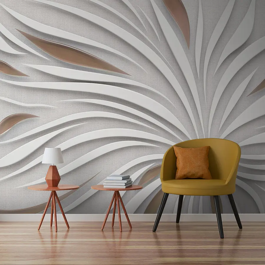 wall murals Abstract flower on fabric in brown colors u06452v1