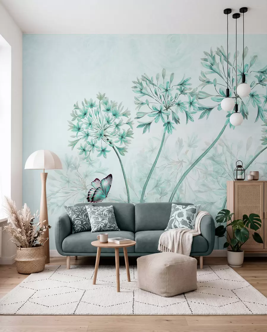 wall murals Plant, flower and blue in blue colors u35495v2